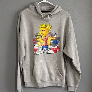 Ragwear Gray Graphic Pullover Hoodie with Sneaker Stack Illustration